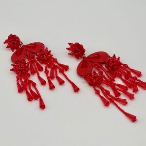 Red Fringe Earrings